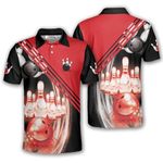 PRIMESTY Bowling Shirts for Men, Short-Sleeve Bowling Jerseys for Team, Bowling Men's Polo Shirts, Red Black, Large