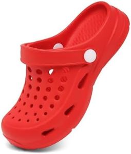Kids Garden Clogs Boys Girls Slides Sandals Toddler Non Slip Water Shoes Red