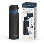 WATERH BOOST Smart Water Bottle with Reminder to Drink Water & Water Tracker Bottle - Double Wall Vacuum Insulated Water Bottle Stainless Steel, Wide Mouth 32 oz Water Bottles, Ideal for Gift - Black