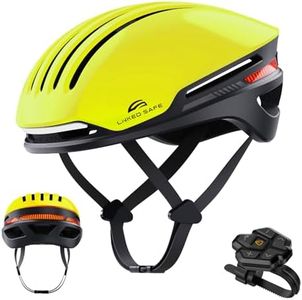 ASIEVIE Smart Bike Helmet, Auto Brake Blinker, Customizable Front and Back LED Lights with Turn Signals, Road Bicycle Helmets for Adults: Men, Women (Fluorescent Yellow, S)
