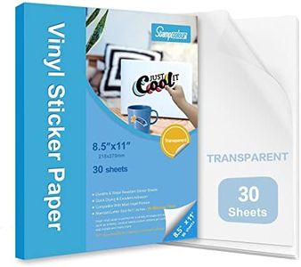 Stampcolour Printable Vinyl Sticker Paper,Transparent 30 Clear Self-Adhesive Sheets,No-Waterproof,Dries Quickly Vivid Colors Decal Paper,Tear Resistant-for Any Epson HP Canon Sawgrass Inkjet Printer
