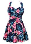 COCOPEAR Women's Elegant Crossover One Piece Swimdress Floral Skirted Swimsuit(FBA), Floral 43, XX-Large