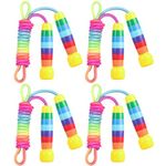 HiUnicorn 7.2 FT (2.2m) Rainbow Jump Rope for Kids, 4 Pack Adjustable Cotton Skipping Rope with Wooden Handle & Protective Silica Gel, Multiplayer Jumping Rope for Outdoor Exercise, School Sport