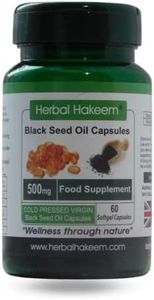 Black Seed Oil Capsules 500mg x 60 Capsules (Made in The UK) - Cold Pressed, Nigella Sativa