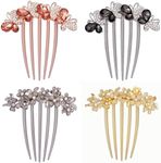 4 PCS Flower Rhinestones Hair Combs Accessories Wedding Crystal Opal Hair Side Combs Long Teeth Slide Hairpins Barrettes Clips Butterfly Hair Accessories for Women