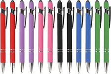 Taicols 12 Pieces Ballpoint Pen with Stylus Tip Smooth 1.0 Writing Pens, 2-in-1 Stylus, Premium Metal Stylus, Black Ink, Personalized Pen for Touch Screen, Office Personnel，Students