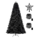 KTKDE 6ft Artificial Black Christmas Tree Outdoor Black Trees Halloween Christmas Decor with 1005 Branch Tips Led String Lights Pencil Christmas Trees for Indoor Holiday Office Party Decoration