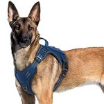 rabbitgoo Dog Harness Large Dog No Pull, Tactical Adjustable Pet Harness with Molle Panel, Breathable Military Vest Harness, Reflective Dogs Vest Easy Control Handle for Walking Training, XL, Blue