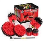 Drillbrush Ultimate Outdoor Cleaning Kit with 7 Inch Extension - Stiff Bristle Brush - Grout Cleaner – Mold - Mildew - Bird Bath - Garden Statues - Outdoor Water Fountain - Headstone - Granite Cleaner