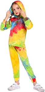 Arshiner Girl's 2 Piece Tie-dye Pullover Hooded Sweatshirt Set Sweatsuits and Sweatpants