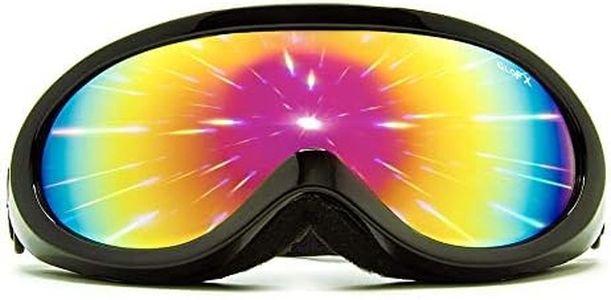 GloFX Black Diffraction Ski Goggles - Rainbow Gradient Rave Prism Kaleidoscope Lightshow Lenses