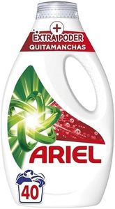 Ariel Detergente Lavadora Liquido, 40 Lavados, Jabon Quitamanchas, Mas Poder Extra Quitamanchas, Limpieza Profunda