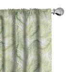 Ambesonne Palm Leaf Window Curtains, Green Leaves of Coconut Palms Watercolor Style Fresh Nature Pattern, Lightweight Decor 2-Panel Set with Rod Pocket, Pair of - 28" x 84", Green Fern