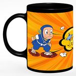 CHHAAP Ninja Hattori Hd Printed Microwave Safe Ceramic Coffee Mug Suitable Gift for Friend | Brother | Sister | Boyfriend | Girlfriend | Boys | Girls | Kids | Cousin (350 ml, Black) (CR9 02)