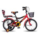 Vaux Super 16inch Cycle for Kids 4 to 6 Years with Sidewheels, Backseat & Basket, Cycle for Kids with Steel Frame & Tubular Tyres, Bicycle for Boys & Girls Ideal Height 3.3ft to 3.9ft(Red)