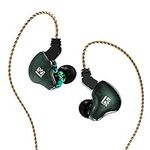 Yinyoo KBEAR KS2 in Ear Monitors, KB KS2 IEM Stereo Bass in-Ear Headphone with Mic, HiFi Over-Ear Headset Running Headphones, 1BA+1DD Hybrid Earphone for Musicians Stage Singer (With mic, Green)