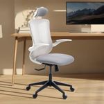 Wakefit Nylon Office Chair 3 Years Warranty Office Chairs For Work From Home, Ergonomic Chair, Computer Chair, High Back Office Chair, Adjustable Lumbar Support, Multi Lock : Gurdon (White-Grey) Diy