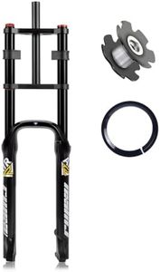 26 inch Fat Tire Forks BMX Air Suspension Fork 26x4.0 eBike Front Fork Mountain Bike Forks taper1-1/2" Straight 1-1/8" Disc Brake Travel 140mm with Damping Adjustment QR 135 * 9MM 5.8lb(Black,26