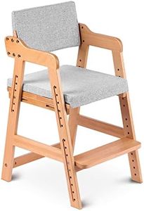 Ezebaby Chaise Haute en Bois, 6 Hauteurs Réglables Stable Chaise Supporte 90KG pour Bébés, Enfants et Adultes (Couleur du Bois)