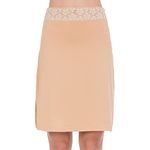 MANCYFIT Half Slips for Women Underskirt Short Mini Skirt with Floral Lace Waistband Light Brown Small