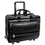 McKlein Franklin Leather 17-Inch Detachable Wheeled Laptop Case, Black, International Carry-On (Model: 86445)