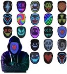 Titosha Light Up LED Mask with Gesture Sensing for Halloween Face Transforming, Rechargeable LED Mask for Kids/Men/Women Cosplay Costume Party