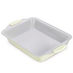 Boxiki Kitchen 8x8 Ceramic Cake & Baking Pan with Non-Stick Surface & Silicone Grips - Ideal for Brownies, Cakes & More