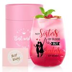 TuDou Best Friend Birthday Gifts for Women, Friendship Gifts for Women, Ideal Gifts for Best Friend,Bestie,Sister in Law,Colleagues, Christmas Xmas Gifts for Friends-16 Oz Stemless Wine Glass Present