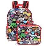 Ruz 16'' Full Size Marvel Avengers Kawaii Backpack Lunchbox Set Bookbag School Set, Black/Red, One Size, Backpack Lunchbox