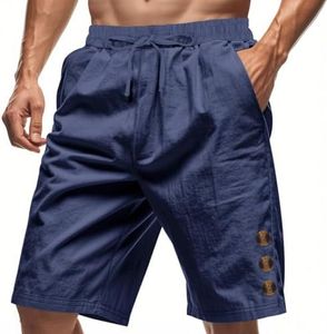 FONMA Men's Linen Shorts Summer 2025 Fashion Elastic Waist Drawstring Summer Beach Shorts with Pockets Loose Lounge Pants