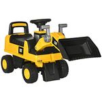 HOMCOM CAT Licensed Kids Construction Ride-On Toddler Digger Excavator Foot-To-Floor Ride-On Toy w/Manual Shovel, Horn, Hidden Storage, for Ages 1.5-3 Years