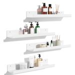 upsimples Floating Shelves White, 4 Pack Shelves for Wall, 15" Wall Shelves for Bathroom, Bedroom, Living room, Office, Kitchen