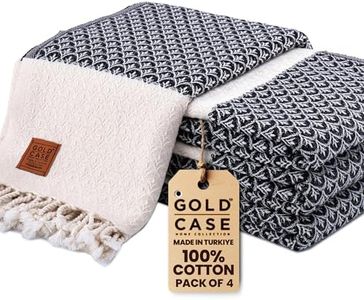 Gold CASE Turkish Beach Towel Set of 4 – 100% Cotton Large Turkish Bath Towels 67 x 38'' – Helen Extra Large, Quick Dry & Sand Free Towels – Peshtemal for Pool – Black