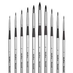 Nicpro 10 PCS Watercolour Paint Brushes, Round Tip Artist Painting Brush Set for Water Color, Acrylic Oil, Gouache, Ink, Detail, Rock, by Number Model Art Paintbrush