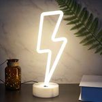 YIVIYAR Lightning Bolt Neon Light Lightning Bolt Neon Sign with Holder USB/Battery Operated Neon Signs for Home Decor LED Lights for Bedroom Decorations Game Room Decor