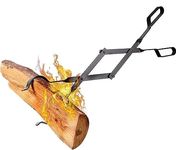 AMAGABELI Garden & Home 26" Long Firewood Tongs Log Grabber for Fire Pit Campfire Bonfire Fireplace Heavy Duty Wrought Iron Outside Outdoor Indoor Wood Stove Fire Place Tools