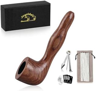 Joyoldelf Redwood Tobacco Pipe Set - Handmade Billiard Smoking Pipe Straight Stem with Gift Box and Accessories, Wooden Tobacco Pipe Suit for Beginner