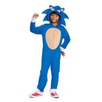 Sonic the Hedgehog Costume, Official Sonic Movie Costume and Headpiece, Kids Size Large (10-12)