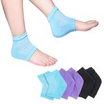 Moisturizing Socks, Moisturizing/Gel Heel Socks for Dry Cracked Heels, Ventilate Gel Spa Socks to Heal and Treat Dry, Open Toe Socks, Gel Lining Infused with Vitamins (3 Pairs (Blue, Purple, Black))