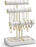 Vlando 3 Tier Bracelet Holder Display,Jewelry Stand Organizer with Ring Holder Tray,Jewelry Holder for Bracelet, Necklace, Watches, Rings,White