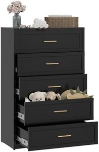Metal 5 Drawers Dresser Chests, Wide Storage Cabinet,for Bedroom, Living Room, Hallway and Entryway(Black,5 Drawers).