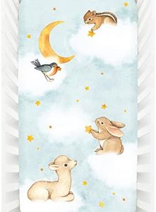 Rookie Humans 100% Cotton Sateen Fitted Crib Sheet: Goodnight Wonderland. Modern Nursery, Use as a Photo Background for Your Baby Pictures. Standard Crib Size (52 x 28 inches)