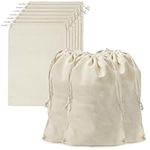 Belle Vous Cotton Muslin Bags (10 Pack) - Small Drawstring Bag/Canvas Drawstring Bag Set - Burlap Bags for Toiletry Bag, Produce Storage & More - Reusable Cotton Drawstring Bags