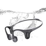 mojawa Run Plus Bone Conduction Sports Headphones, Open-Ear, Bluetooth 5.2, 32GB MP3, IP68 Waterproof, Noise-Cancelling Mic, for Swimming, Running, Cycling, Hiking, Surfing, Gym, and Workout, Black