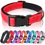 HEELE Dog Collar, Reflective Dog Collar, Soft Neoprene Padded Breathable Nylon Pet Collar Adjustable for Large Dogs, Red, L(40-66cm)