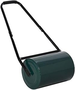 Outsunny Rasenwalze Gartenrolle Gartenwalze mit U-Griff 31 cm Durchmesser 30 cm Arbeitsbreit 40 L Wasser-/Sandfüllunge Metall Grün