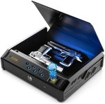 Gun Safe, Multiple Access Methods for Quick Access Handgun Safe, Fingerprint Digital PIN Key Fingerprint Pistol Safe for Car Nightstand Living Room