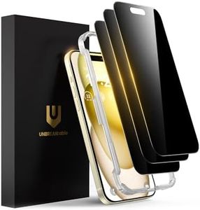 UNBREAKcable Privacy Screen Protector for iPhone 15, [3 Pack] Shatterproof Tempered Glass [25°Anti-spy][Easy Installation Frame][99.99% HD Clear][9H Hardness] [Anti-Fingerprint] for iPhone 6.1"