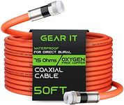 GearIT Coaxial Cable for Direct Burial (50ft) RG6 70 Ohm RF Rubber Boot Waterproof Underground in-Wall with Rubber Boot, High-Speed Internet, Broadband, Digital TV Aerial, Satellite Cable 50 Feet