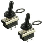 HUAREW KN3(D)-101 Metal Toggle Switch On/Off 12V 25A 2 Position 2 Pin Waterproof with Rubber Cover (2 Pcs)